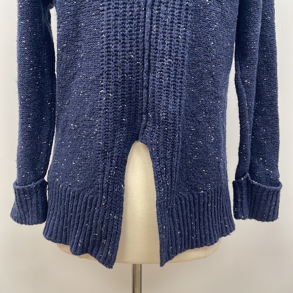 Caslon Marled Chunky Knit Turtleneck Long Sleeve Sweater Merino Wool Blue XS - Picture 6 of 9